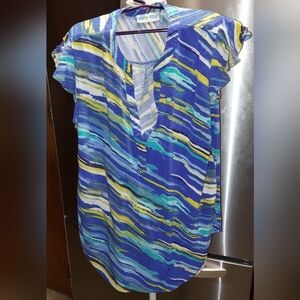 Womans Ladies Kiwi Fresh Abstract Striped Top Shirt in Size Large